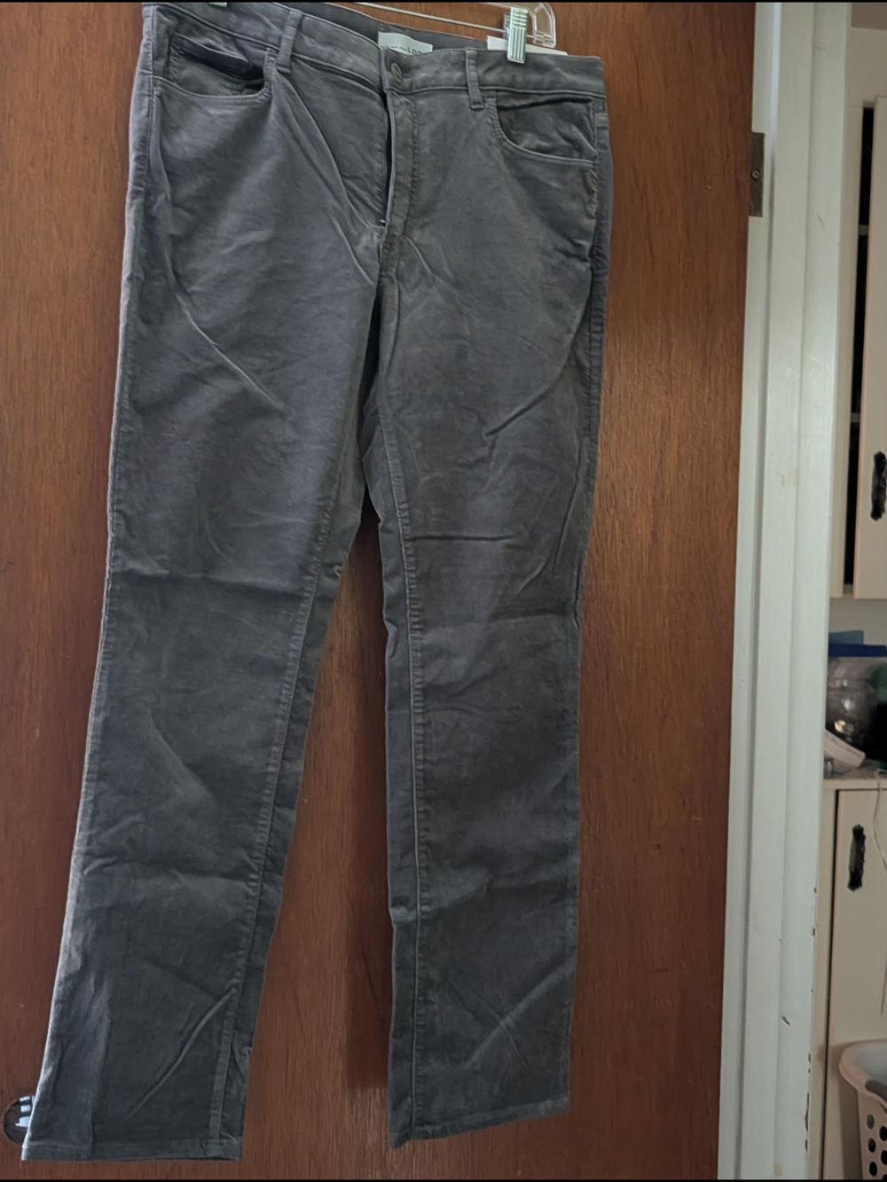 LOFT Charcoal Curvy-Straight Corduroy Pants